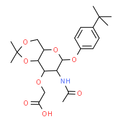 ChemSpider 2D Image | 4-tert-Butylphenyl 2-acetamido-3-O-(carboxymethyl)-2-deoxy-4,6-O-isopropylidenehexopyranoside | C23H33NO8