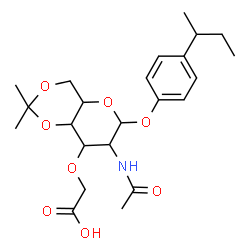ChemSpider 2D Image | 4-sec-Butylphenyl 2-acetamido-3-O-(carboxymethyl)-2-deoxy-4,6-O-isopropylidenehexopyranoside | C23H33NO8