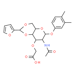 ChemSpider 2D Image | 3,4-Dimethylphenyl 2-acetamido-3-O-(carboxymethyl)-2-deoxy-4,6-O-(2-furylmethylene)hexopyranoside | C23H27NO9