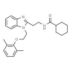 ChemSpider 2D Image | N-(2-{1-[2-(2,6-Dimethylphenoxy)ethyl]-1H-benzimidazol-2-yl}ethyl)cyclohexanecarboxamide | C26H33N3O2