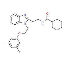 ChemSpider 2D Image | N-(2-{1-[2-(3,5-Dimethylphenoxy)ethyl]-1H-benzimidazol-2-yl}ethyl)cyclohexanecarboxamide | C26H33N3O2