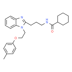 ChemSpider 2D Image | N-(3-{1-[2-(4-Methylphenoxy)ethyl]-1H-benzimidazol-2-yl}propyl)cyclohexanecarboxamide | C26H33N3O2