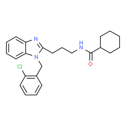 ChemSpider 2D Image | N-{3-[1-(2-Chlorobenzyl)-1H-benzimidazol-2-yl]propyl}cyclohexanecarboxamide | C24H28ClN3O