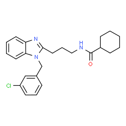 ChemSpider 2D Image | N-{3-[1-(3-Chlorobenzyl)-1H-benzimidazol-2-yl]propyl}cyclohexanecarboxamide | C24H28ClN3O