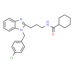 ChemSpider 2D Image | N-{3-[1-(4-Chlorobenzyl)-1H-benzimidazol-2-yl]propyl}cyclohexanecarboxamide | C24H28ClN3O