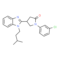 ChemSpider 2D Image | 1-(3-Chlorophenyl)-4-[1-(3-methylbutyl)-1H-benzimidazol-2-yl]-2-pyrrolidinone | C22H24ClN3O