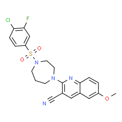 ChemSpider 2D Image | 2-{4-[(4-Chloro-3-fluorophenyl)sulfonyl]-1,4-diazepan-1-yl}-6-methoxy-3-quinolinecarbonitrile | C22H20ClFN4O3S