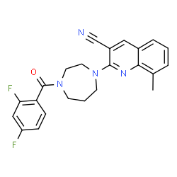 ChemSpider 2D Image | 2-[4-(2,4-Difluorobenzoyl)-1,4-diazepan-1-yl]-8-methyl-3-quinolinecarbonitrile | C23H20F2N4O