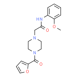 ChemSpider 2D Image | 2-[4-(2-Furoyl)-1-piperazinyl]-N-(2-methoxyphenyl)acetamide | C18H21N3O4