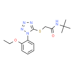 ChemSpider 2D Image | 2-{[1-(2-Ethoxyphenyl)-1H-tetrazol-5-yl]sulfanyl}-N-(2-methyl-2-propanyl)acetamide | C15H21N5O2S