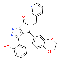 ChemSpider 2D Image | 4-(3-Ethoxy-4-hydroxyphenyl)-3-(2-hydroxyphenyl)-5-(3-pyridinylmethyl)-4,5-dihydropyrrolo[3,4-c]pyrazol-6(1H)-one | C25H22N4O4