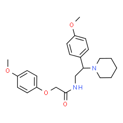 ChemSpider 2D Image | 2-(4-Methoxyphenoxy)-N-[2-(4-methoxyphenyl)-2-(1-piperidinyl)ethyl]acetamide | C23H30N2O4