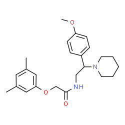 ChemSpider 2D Image | 2-(3,5-Dimethylphenoxy)-N-[2-(4-methoxyphenyl)-2-(1-piperidinyl)ethyl]acetamide | C24H32N2O3