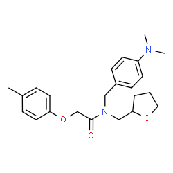 ChemSpider 2D Image | N-[4-(Dimethylamino)benzyl]-2-(4-methylphenoxy)-N-(tetrahydro-2-furanylmethyl)acetamide | C23H30N2O3