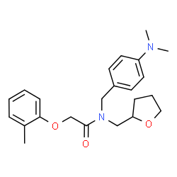 ChemSpider 2D Image | N-[4-(Dimethylamino)benzyl]-2-(2-methylphenoxy)-N-(tetrahydro-2-furanylmethyl)acetamide | C23H30N2O3