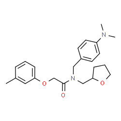 ChemSpider 2D Image | N-[4-(Dimethylamino)benzyl]-2-(3-methylphenoxy)-N-(tetrahydro-2-furanylmethyl)acetamide | C23H30N2O3