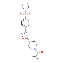 ChemSpider 2D Image | 2-Methyl-1-(4-{3-[4-(1-pyrrolidinylsulfonyl)phenyl]-1,2,4-oxadiazol-5-yl}-1-piperidinyl)-1-propanone | C21H28N4O4S
