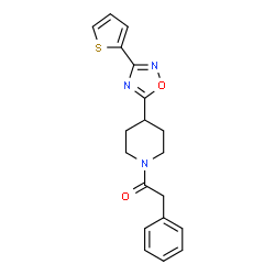 ChemSpider 2D Image | 2-Phenyl-1-{4-[3-(2-thienyl)-1,2,4-oxadiazol-5-yl]-1-piperidinyl}ethanone | C19H19N3O2S