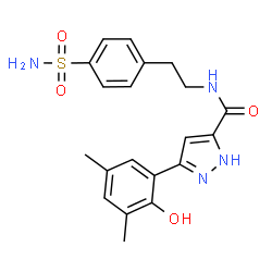 ChemSpider 2D Image | 3-(2-Hydroxy-3,5-dimethylphenyl)-N-[2-(4-sulfamoylphenyl)ethyl]-1H-pyrazole-5-carboxamide | C20H22N4O4S