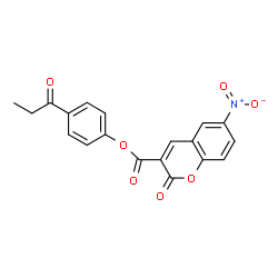ChemSpider 2D Image | 4-Propionylphenyl 6-nitro-2-oxo-2H-chromene-3-carboxylate | C19H13NO7