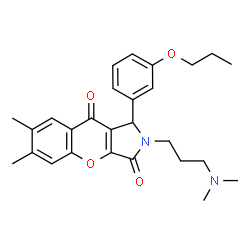 ChemSpider 2D Image | 2-[3-(Dimethylamino)propyl]-6,7-dimethyl-1-(3-propoxyphenyl)-1,2-dihydrochromeno[2,3-c]pyrrole-3,9-dione | C27H32N2O4
