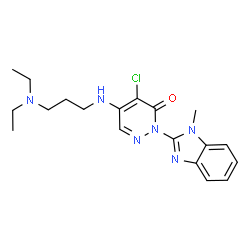 ChemSpider 2D Image | 4-Chloro-5-{[3-(diethylamino)propyl]amino}-2-(1-methyl-1H-benzimidazol-2-yl)-3(2H)-pyridazinone | C19H25ClN6O