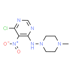 ChemSpider 2D Image | 6-Chloro-N-(4-methylpiperazin-1-yl)-5-nitropyrimidin-4-amine | C9H13ClN6O2