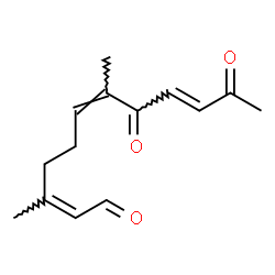 ChemSpider 2D Image | (2Z,6Z,9E)-3,7-Dimethyl-8,11-dioxo-2,6,9-dodecatrienal | C14H18O3