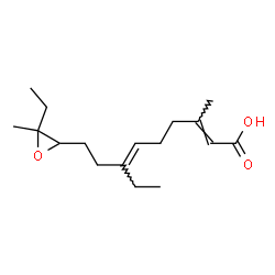ChemSpider 2D Image | (2E,6E)-7-Ethyl-9-(3-ethyl-3-methyl-2-oxiranyl)-3-methyl-2,6-nonadienoic acid | C17H28O3