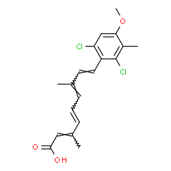 ChemSpider 2D Image | (2E,4E,6E,8E)-9-(2,6-Dichloro-4-methoxy-3-methylphenyl)-3,7-dimethyl-2,4,6,8-nonatetraenoic acid | C19H20Cl2O3