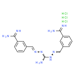ChemSpider 2D Image | 3-{(E)-[(2E)-{Amino[(2E)-2-(3-carbamimidoylbenzylidene)hydrazino]methylene}hydrazono]methyl}benzenecarboximidamide trihydrochloride | C17H22Cl3N9