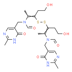ChemSpider 2D Image | N-[(2E)-3-{[(2Z)-2-{Formyl[(2-methyl-6-oxo-1,6-dihydro-5-pyrimidinyl)methyl]amino}-5-hydroxy-2-penten-3-yl]disulfanyl}-5-hydroxy-2-penten-2-yl]-N-[(2-methyl-6-oxo-1,6-dihydro-5-pyrimidinyl)methyl]form
amide | C24H32N6O6S2