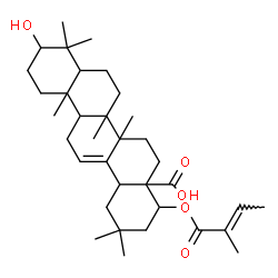 ChemSpider 2D Image | 3-Hydroxy-22-{[(2E)-2-methyl-2-butenoyl]oxy}olean-12-en-28-oic acid | C35H54O5