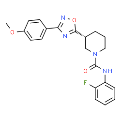 ChemSpider 2D Image | (3R)-N-(2-Fluorophenyl)-3-[3-(4-methoxyphenyl)-1,2,4-oxadiazol-5-yl]-1-piperidinecarboxamide | C21H21FN4O3