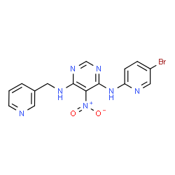 ChemSpider 2D Image | N-(5-Bromo-2-pyridinyl)-5-nitro-N'-(3-pyridinylmethyl)-4,6-pyrimidinediamine | C15H12BrN7O2