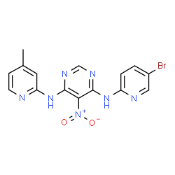 ChemSpider 2D Image | N-(5-Bromo-2-pyridinyl)-N'-(4-methyl-2-pyridinyl)-5-nitro-4,6-pyrimidinediamine | C15H12BrN7O2