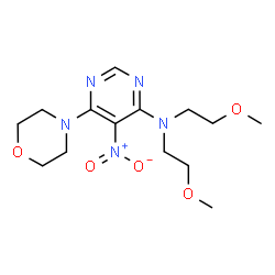 ChemSpider 2D Image | N,N-Bis(2-methoxyethyl)-6-(4-morpholinyl)-5-nitro-4-pyrimidinamine | C14H23N5O5