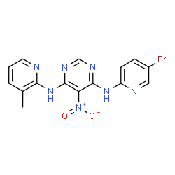 ChemSpider 2D Image | N-(5-Bromo-2-pyridinyl)-N'-(3-methyl-2-pyridinyl)-5-nitro-4,6-pyrimidinediamine | C15H12BrN7O2