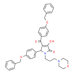 ChemSpider 2D Image | 4-[4-(Benzyloxy)benzoyl]-5-[4-(benzyloxy)phenyl]-3-hydroxy-1-[3-(4-morpholinyl)propyl]-1,5-dihydro-2H-pyrrol-2-one | C38H38N2O6