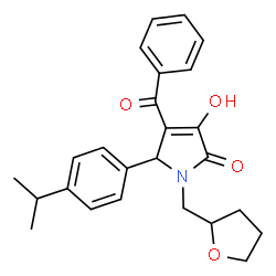 ChemSpider 2D Image | 4-Benzoyl-3-hydroxy-5-(4-isopropylphenyl)-1-(tetrahydro-2-furanylmethyl)-1,5-dihydro-2H-pyrrol-2-one | C25H27NO4