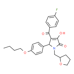 ChemSpider 2D Image | 5-(4-Butoxyphenyl)-4-(4-fluorobenzoyl)-3-hydroxy-1-(tetrahydro-2-furanylmethyl)-1,5-dihydro-2H-pyrrol-2-one | C26H28FNO5
