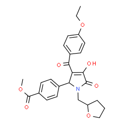 ChemSpider 2D Image | Methyl 4-[3-(4-ethoxybenzoyl)-4-hydroxy-5-oxo-1-(tetrahydro-2-furanylmethyl)-2,5-dihydro-1H-pyrrol-2-yl]benzoate | C26H27NO7