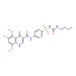 ChemSpider 2D Image | N-{4-[(Butylcarbamoyl)sulfamoyl]phenyl}-6-chloro-5,8-dimethoxy-4-oxo-1,4-dihydro-3-quinolinecarboxamide | C23H25ClN4O7S