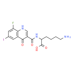 ChemSpider 2D Image | N~2~-[(8-Fluoro-6-iodo-4-oxo-1,4-dihydro-3-quinolinyl)carbonyl]lysine | C16H17FIN3O4