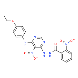 ChemSpider 2D Image | N'-{6-[(4-Ethoxyphenyl)amino]-5-nitropyrimidin-4-yl}-2-nitrobenzohydrazide | C19H17N7O6