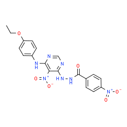 ChemSpider 2D Image | N'-{6-[(4-Ethoxyphenyl)amino]-5-nitropyrimidin-4-yl}-4-nitrobenzohydrazide | C19H17N7O6
