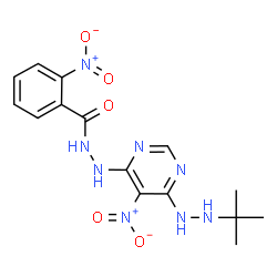 ChemSpider 2D Image | N'-[6-(2-tert-Butylhydrazino)-5-nitropyrimidin-4-yl]-2-nitrobenzohydrazide | C15H18N8O5