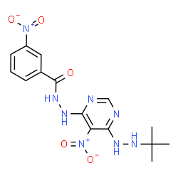 ChemSpider 2D Image | N'-[6-(2-tert-Butylhydrazino)-5-nitropyrimidin-4-yl]-3-nitrobenzohydrazide | C15H18N8O5