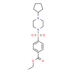 ChemSpider 2D Image | Ethyl 4-[(4-cyclopentyl-1-piperazinyl)sulfonyl]benzoate | C18H26N2O4S
