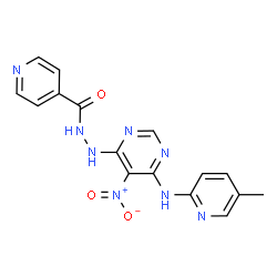 ChemSpider 2D Image | N'-{6-[(5-Methylpyridin-2-yl)amino]-5-nitropyrimidin-4-yl}isonicotinohydrazide | C16H14N8O3